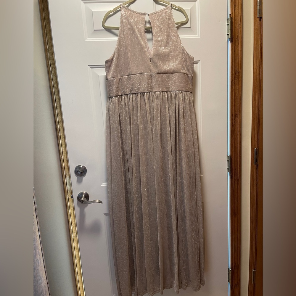 Oleg Cassini Metallic Formal Evening Gown Sz 20W Blush Sleeveless Full Length - Picture 3 of 14